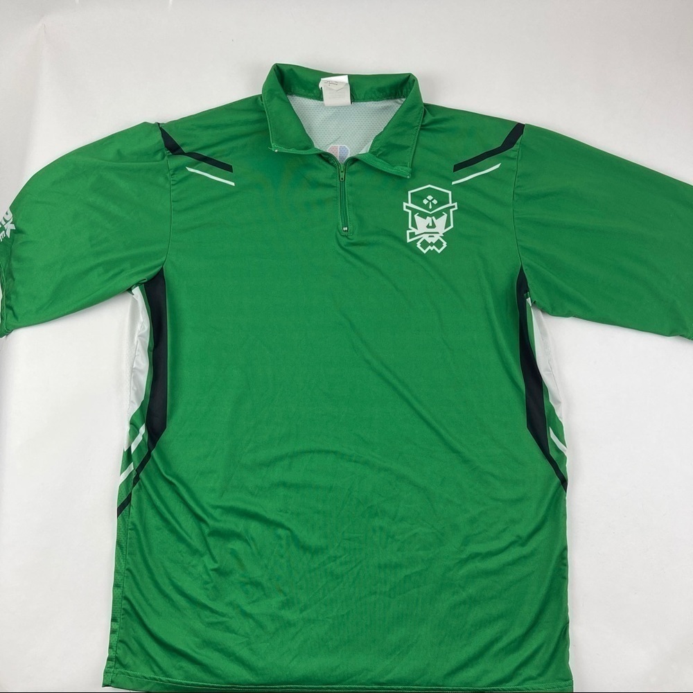 Alleson Athletics Polo Mens Small Green Quarter Zip NBA2K League Short Sleeve